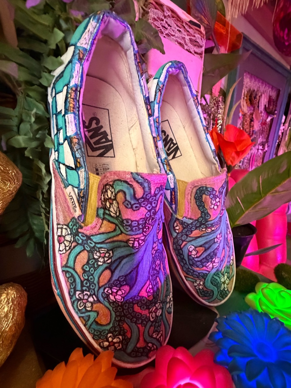Vans Slip-On Sneakers with Hand-Drawn Octopus Art by Swhitey - Picture 11 of 12